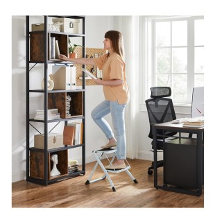 Πτυσσόμενη Σκάλα από Ατσάλι 2 Σκαλιών Χρώματος Λευκό Songmics GSL02WT