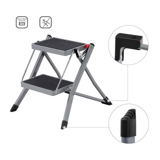 Πτυσσόμενη Σκάλα από Ατσάλι 2 Σκαλιών Songmics GSL002GY01 Πτυσσόμενη Σκάλα από Ατσάλι 2 Σκαλιών Songmics GSL002GY01