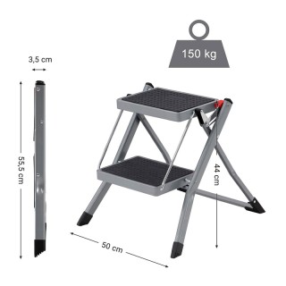 Πτυσσόμενη Σκάλα από Ατσάλι 2 Σκαλιών Songmics GSL002GY01 Πτυσσόμενη Σκάλα από Ατσάλι 2 Σκαλιών Songmics GSL002GY01