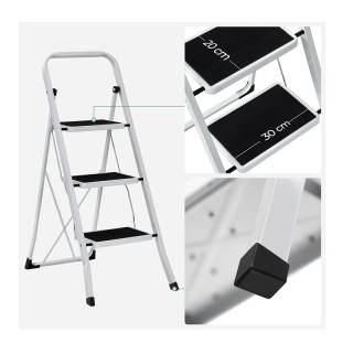 Πτυσσόμενη Σκάλα από Ατσάλι 3 Σκαλιών Songmics GSL03WT Πτυσσόμενη Σκάλα από Ατσάλι 3 Σκαλιών Songmics GSL03WT