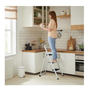 Πτυσσόμενη Σκάλα από Ατσάλι 3 Σκαλιών Songmics GSL03WT Πτυσσόμενη Σκάλα από Ατσάλι 3 Σκαλιών Songmics GSL03WT