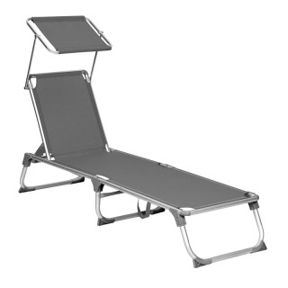 Πτυσσόμενη Ξαπλώστρα Αλουμινίου με Σκίαστρο και Ρυθμιζόμενη Πλάτη Χ...