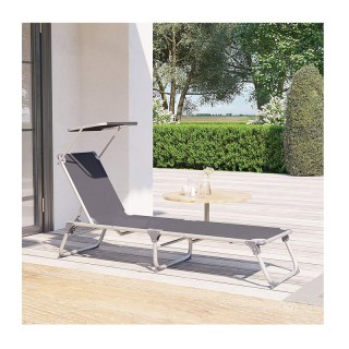 Πτυσσόμενη Ξαπλώστρα Αλουμινίου με Σκίαστρο και Ρυθμιζόμενη Πλάτη Χ... Πτυσσόμενη Ξαπλώστρα Αλουμινίου με Σκίαστρο και Ρυθμιζόμενη Πλάτη Χ...