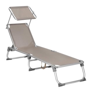Πτυσσόμενη Ξαπλώστρα Αλουμινίου με Σκίαστρο και Ρυθμιζόμενη Πλάτη Χ... Πτυσσόμενη Ξαπλώστρα Αλουμινίου με Σκίαστρο και Ρυθμιζόμενη Πλάτη Χ...
