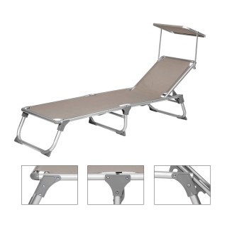 Πτυσσόμενη Ξαπλώστρα Αλουμινίου με Σκίαστρο και Ρυθμιζόμενη Πλάτη Χ... Πτυσσόμενη Ξαπλώστρα Αλουμινίου με Σκίαστρο και Ρυθμιζόμενη Πλάτη Χ...