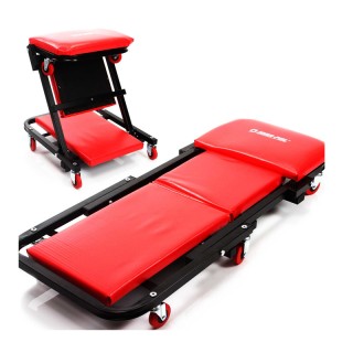 Πτυσσόμενη Ξαπλώστρα Συνεργείου με Μαξιλάρι και 6 Ροδάκια Χρώματος ...