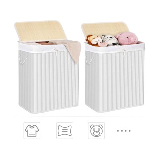 Πτυσσόμενο Καλάθι Απλύτων από Μπαμπού με 2 Χώρους 100 Lt Songmics L... Πτυσσόμενο Καλάθι Απλύτων από Μπαμπού με 2 Χώρους 100 Lt Songmics L...