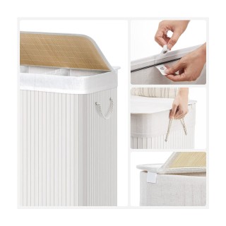 Πτυσσόμενο Καλάθι Απλύτων από Μπαμπού με 3 Χώρους 150 Lt Songmics L...