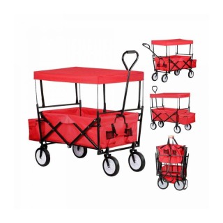 Πτυσσόμενο Καρότσι Κήπου με Οροφή 104 x 53 x 108 cm Χρώματος Κόκκιν... Πτυσσόμενο Καρότσι Κήπου με Οροφή 104 x 53 x 108 cm Χρώματος Κόκκιν...