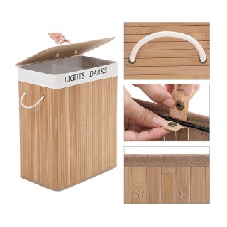 Πτυσσόμενο Καλάθι Απλύτων από Μπαμπού με 2 Χώρους 100 Lt Songmics L... Πτυσσόμενο Καλάθι Απλύτων από Μπαμπού με 2 Χώρους 100 Lt Songmics L...