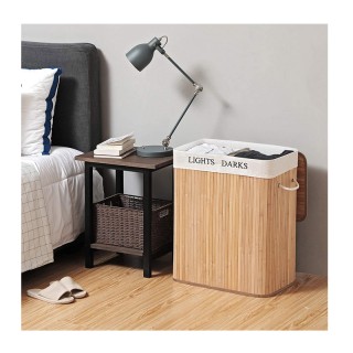 Πτυσσόμενο Καλάθι Απλύτων από Μπαμπού με 2 Χώρους 100 Lt Songmics L... Πτυσσόμενο Καλάθι Απλύτων από Μπαμπού με 2 Χώρους 100 Lt Songmics L...