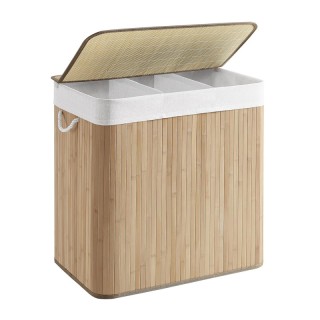 Πτυσσόμενο Καλάθι Απλύτων από Μπαμπού με 3 Χώρους 150 Lt Χρώματος Κ...