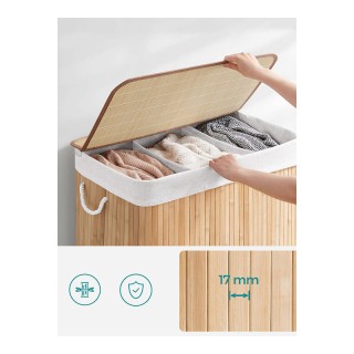 Πτυσσόμενο Καλάθι Απλύτων από Μπαμπού με 3 Χώρους 150 Lt Χρώματος Κ... Πτυσσόμενο Καλάθι Απλύτων από Μπαμπού με 3 Χώρους 150 Lt Χρώματος Κ...