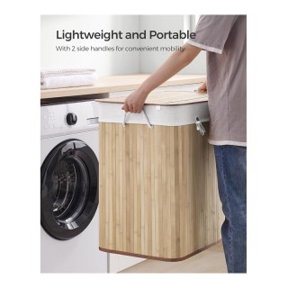 Πτυσσόμενο Καλάθι Απλύτων από Μπαμπού με 3 Χώρους 150 Lt Χρώματος Κ...