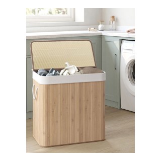 Πτυσσόμενο Καλάθι Απλύτων από Μπαμπού με 3 Χώρους 150 Lt Χρώματος Κ...