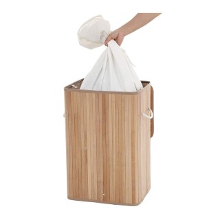 Πτυσσόμενο Καλάθι Απλύτων από Μπαμπού XL 72 Lt Χρώματος Καφέ Ανοιχτ...