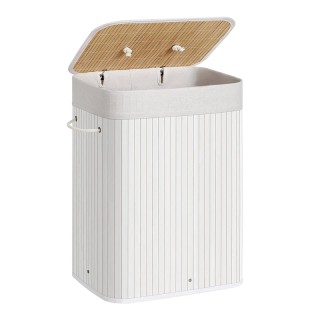 Πτυσσόμενο Καλάθι Απλύτων από Μπαμπού XL 72 Lt Χρώματος Λευκό Songm... Πτυσσόμενο Καλάθι Απλύτων από Μπαμπού XL 72 Lt Χρώματος Λευκό Songm...