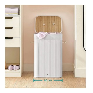 Πτυσσόμενο Καλάθι Απλύτων από Μπαμπού XL 72 Lt Χρώματος Λευκό Songm... Πτυσσόμενο Καλάθι Απλύτων από Μπαμπού XL 72 Lt Χρώματος Λευκό Songm...