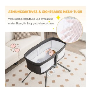 Πτυσσόμενο Λίκνο Μωρού με Στρώμα 90 x 48 x 75 cm Costway BC10120GR Πτυσσόμενο Λίκνο Μωρού με Στρώμα 90 x 48 x 75 cm Costway BC10120GR