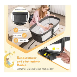 Πτυσσόμενο Λίκνο Μωρού με Στρώμα 90 x 48 x 75 cm Costway BC10120GR Πτυσσόμενο Λίκνο Μωρού με Στρώμα 90 x 48 x 75 cm Costway BC10120GR