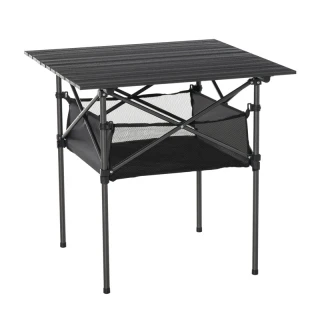 Folding Metal Camping Table with Fabric Basket 70 x 70 ...