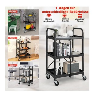 Πτυσσόμενο Πολυλειτουργικό Μεταλλικό Τρόλεϊ με 3 Ράφια 61 x 44 x 96... Πτυσσόμενο Πολυλειτουργικό Μεταλλικό Τρόλεϊ με 3 Ράφια 61 x 44 x 96...