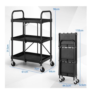 Πτυσσόμενο Πολυλειτουργικό Μεταλλικό Τρόλεϊ με 3 Ράφια 61 x 44 x 96... Πτυσσόμενο Πολυλειτουργικό Μεταλλικό Τρόλεϊ με 3 Ράφια 61 x 44 x 96...