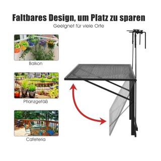 Πτυσσόμενο Σιδερένιο Κρεμαστό Τραπέζι Μπαλκονιού 60.5 x 48 x 61.5-8...