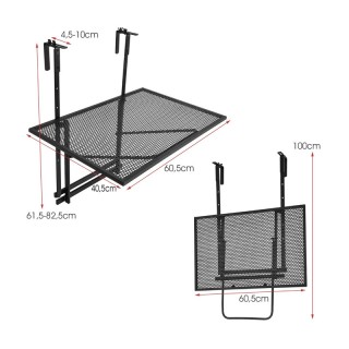 Πτυσσόμενο Σιδερένιο Κρεμαστό Τραπέζι Μπαλκονιού 60.5 x 48 x 61.5-8...