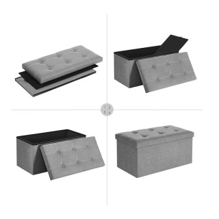 Πτυσσόμενο Σκαμπό με Αποθηκευτικό Χώρο 76 x 38 x 38 cm Χρώματος Γκρ... Πτυσσόμενο Σκαμπό με Αποθηκευτικό Χώρο 76 x 38 x 38 cm Χρώματος Γκρ...