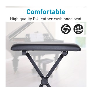 Πτυσσόμενο Σκαμπό Πιάνου με Μεταλλικό Σκελετό 39 x 29 x 51 cm HOMCO...