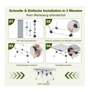 Πτυσσόμενο Τραπέζι Κάμπινγκ Αλουμινίου με Ρυθμιζόμενο Ύψος 90 x 60.... Πτυσσόμενο Τραπέζι Κάμπινγκ Αλουμινίου με Ρυθμιζόμενο Ύψος 90 x 60....