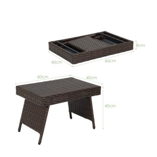 Πτυσσόμενο Τραπέζι Σαλονιού Εξωτερικού Χώρου Rattan 60 x 40 x 40 cm... Πτυσσόμενο Τραπέζι Σαλονιού Εξωτερικού Χώρου Rattan 60 x 40 x 40 cm...