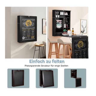 Πτυσσόμενο Ξύλινο Γραφείο Τοίχου με Μαυροπίνακα 87 x 60 x 150 cm Co...