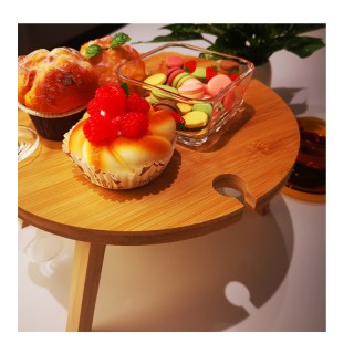 Πτυσσόμενο Ξύλινο Στρογγυλό Τραπέζι Εξωτερικού Χώρου με 4 Θέσεις γι...