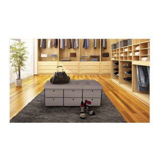 Σκαμπό Αποθήκευσης με 6 Συρτάρια 100 x 38 x 38 cm Χρώματος Taupe SP...