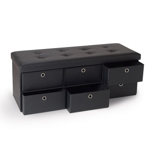 Σκαμπό Αποθήκευσης με 6 Συρτάρια 100 x 38 x 38 cm Χρώματος Μαύρο SP...