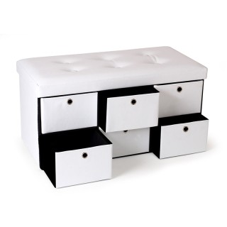 Σκαμπό Αποθήκευσης με 6 Συρτάρια 76 x 38 x 38 cm Χρώματος Άσπρο SPM...