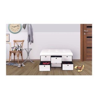 Σκαμπό Αποθήκευσης με 6 Συρτάρια 76 x 38 x 38 cm Χρώματος Άσπρο SPM...
