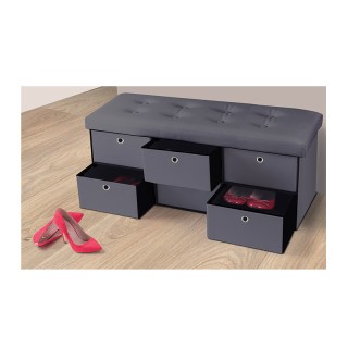 Σκαμπό Αποθήκευσης με 6 Συρτάρια 76 x 38 x 38 cm Χρώματος Γκρι SPM ...