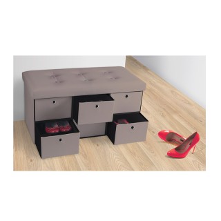 Σκαμπό Αποθήκευσης με 6 Συρτάρια 76 x 38 x 38 cm Χρώματος Taupe SPM...