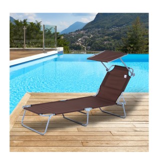 Πτυσσόμενη Μεταλλική Ξαπλώστρα με Σκίαστρο και Ρυθμιζόμενη Πλάτη Χρ...