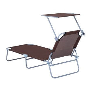 Πτυσσόμενη Μεταλλική Ξαπλώστρα με Σκίαστρο και Ρυθμιζόμενη Πλάτη Χρ...