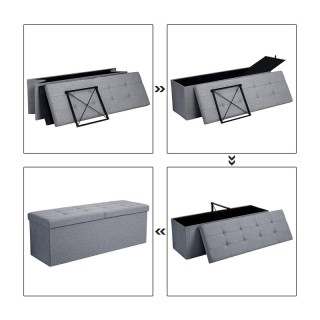 Πτυσσόμενο Σκαμπό με Αποθηκευτικό Χώρο 110 x 38 x 38 cm Χρώματος Γ... Πτυσσόμενο Σκαμπό με Αποθηκευτικό Χώρο 110 x 38 x 38 cm Χρώματος Γ...