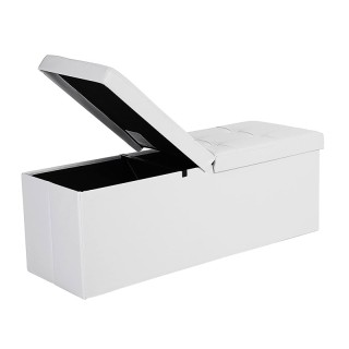 Πτυσσόμενο Σκαμπό με Αποθηκευτικό Χώρο Χρώματος Λευκό 110 x 38 x 38...