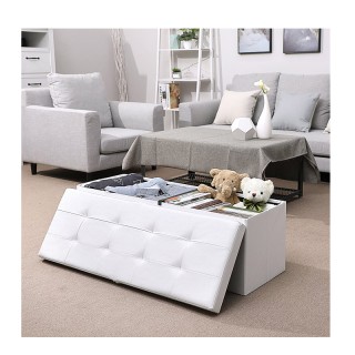 Πτυσσόμενο Σκαμπό με Αποθηκευτικό Χώρο Χρώματος Λευκό 110 x 38 x 38...