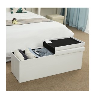 Πτυσσόμενο Σκαμπό με Αποθηκευτικό Χώρο Χρώματος Λευκό 110 x 38 x 38...