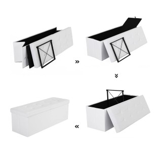 Πτυσσόμενο Σκαμπό με Αποθηκευτικό Χώρο Χρώματος Λευκό 110 x 38 x 38...