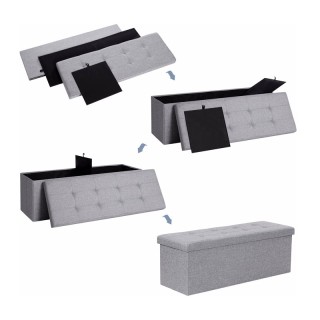 Πτυσσόμενο Σκαμπό με Αποθηκευτικό Χώρο Χρώματος Γκρι 110 x 38 x 38 ... Πτυσσόμενο Σκαμπό με Αποθηκευτικό Χώρο Χρώματος Γκρι 110 x 38 x 38 ...