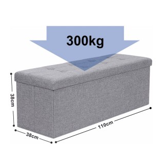 Πτυσσόμενο Σκαμπό με Αποθηκευτικό Χώρο Χρώματος Γκρι 110 x 38 x 38 ... Πτυσσόμενο Σκαμπό με Αποθηκευτικό Χώρο Χρώματος Γκρι 110 x 38 x 38 ...